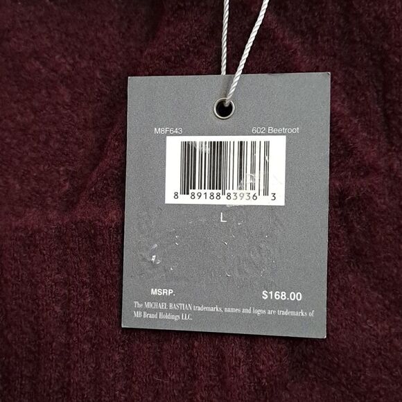 Michael Bastian Striped Crewneck Sweater Beetroot Large - Picture 9 of 9